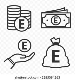 Lilangeni Swaziland icons set money icon vector image on transparent background (PNG).