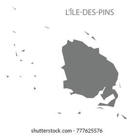 Lile-des-Pins map of New Caledonia grey illustration silhouette shape