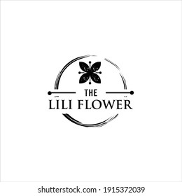 Lili Flower Logo.with Vintage Concept Vector Design