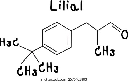 Lilial,chemical structure of Lilial illustration on transparency background