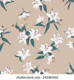 Lilies almond seamless vector background 