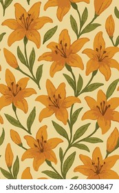 Lilies Decorative Print Design in Vector