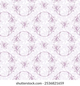 Lírios flor padrão sem costura, desenhado à mão delicada ilustração primavera para o design de tecido ou papel de parede. Design de superfície, scrapbook, fundo vetorial