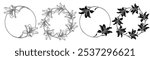 Lilies flower wreath set, hand drawn illustration for design of card or wedding invitation.