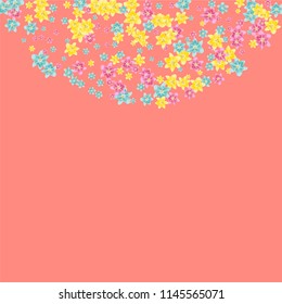 Lilies multicolored on a pink background. Background with tropical flowers.