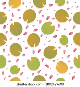 Lilies on a lake pattern. Vector illustration suitable for patterns, postcards, packaging and a variety of decor.