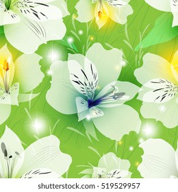Lilies on a light green background