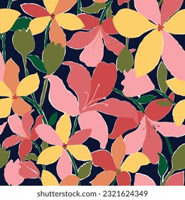 Lilies seamless pattern. flower collage.