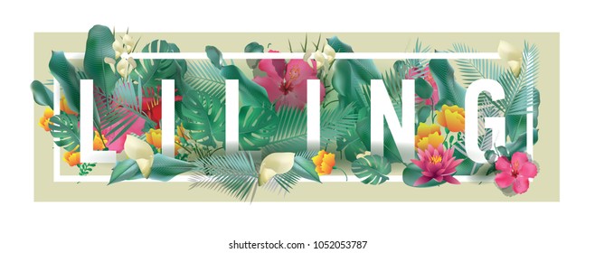 Liling City Typographic Floral Framed Vector Card Design