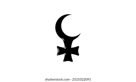 Lilith schwarz Mond Symbol, schwarz einzeln Silhouette