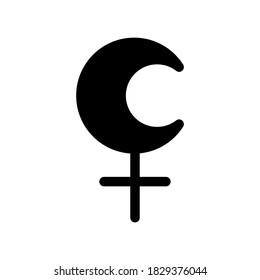 Lilith planet symbol. Vector sign. Astrological calendar. Zodiacal black and white horoscope. Outline illustration. Jyotisha. Hinduism, Indian or Vedic astrology