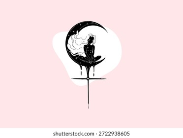  Símbolo Lilith magia de lua preta, Deusa Lilith, arte de tatuagem NÃO AI