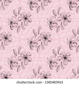 Lilium. Seamless pattern. Endless texture. 