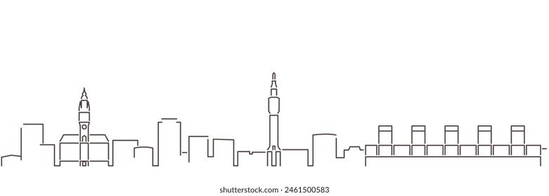 Lille Dark Line Simple Minimalist Skyline With White Background