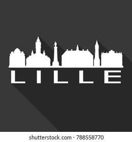 Lille France Europe Flat Icon Skyline Silhouette Design City Vector Art Famous Buildings.