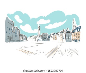 Lille France Europe vector sketch city illustration line art