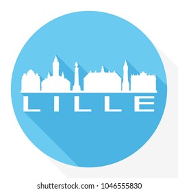 Lille France Flat Icon Skyline Silhouette Design City Vector Art Logo.