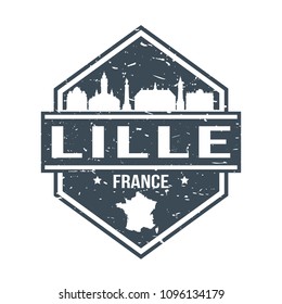 Lille France Travel Stamp Icon Skyline City Design Tourism. Seal Passport Vector.