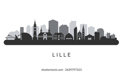 Lille Skyline with France Cityscape Silhouette Vector.
