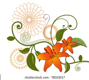 Lilly  floral / vine