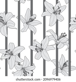 lilly flower design - seamless vector repeat pattern, use it for wrappings, fabric, packaging and other print and design projects