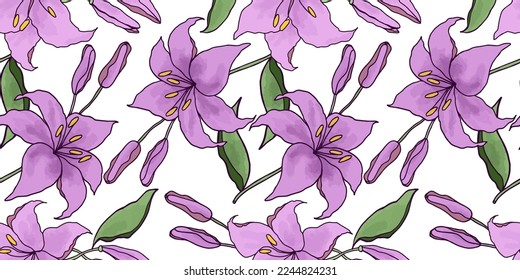 Lilly flower head for design.seamless pattern for textile or background