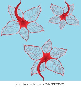 Lilly flowers vector blue background