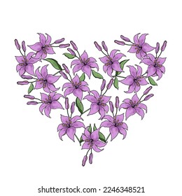 Lilly dibuja a mano el marco de la flor para la carta o invita al hollyday de San Valentín 