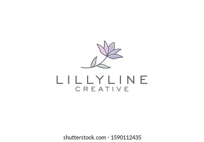 Lilly  line art logo design illustration 