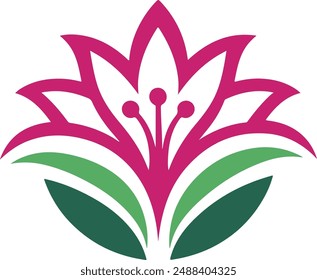 Lilly silhouette color flower illustration 06