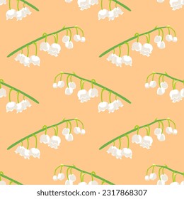 Lilly of the valley pattern. Spring flowers.Seamless pattern. Print for textile, fabric, wrapping. Vector illustration.