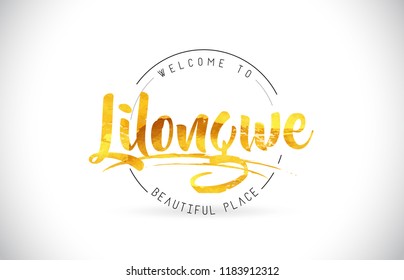Lilongwe Welcome To Word Text with Handwritten Font and Golden Texture Design Illustration Vector.