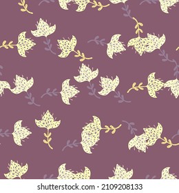 Lily abstract seamless pattern. Hand drawn flower background. Repeated texture in doodle style for fabric, wrapping paper, wallpaper, tissue. Vector illustration.