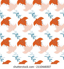 Lily abstract seamless pattern. Hand drawn flower background. Repeated texture in doodle style for fabric, wrapping paper, wallpaper, tissue. Vector illustration.
