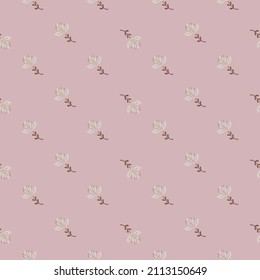 Lily abstract seamless pattern. Hand drawn flower background. Repeated texture in doodle style for fabric, wrapping paper, wallpaper, tissue. Vector illustration.