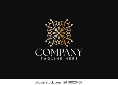 lily  blossom ornament with x shape logo design for fashion ornate boutique cosmetic business