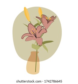 Lily, Continuous line drawing vector. Graphical flower illustration. bloom, decorative, blossom, colorful flowers. Vector
