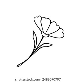 Lily decorative coloring isolated flower, vector illustration