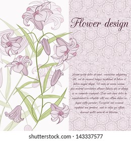 lily design card Vector illustration can be used for website background and greeting cards or cover decoration