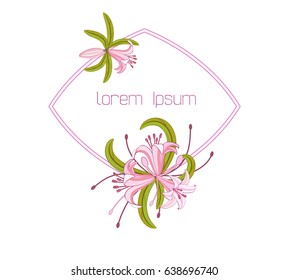 Lily floral frame isolated on white for greeting card and invitation.