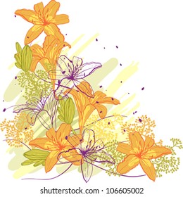 Lily flower abstract vector background, template for you design.