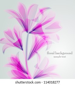 Lily flower abstract vector background, greeting card template