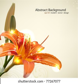 Lily flower abstract vector background, wedding card template