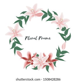 Lily flower circle frame wreath decoration