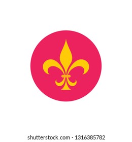 Lily flower - concept icon in flat graphic design style. Sign for website, mobile application, presentation, infographic. Fleur de lis symbol. Vector illustration. 