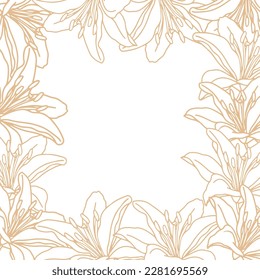 Lily flower design frame for social media template or card design 