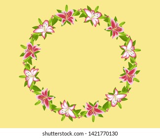 Lily flower frame decoration isolated