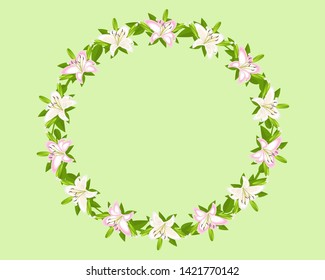 Lily flower frame decoration isolated