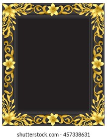 Lily flower gold frame from vector