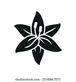 Lily flower icon features a clean and versatile style, perfect for representing beauty and sophistication in both print and digital media